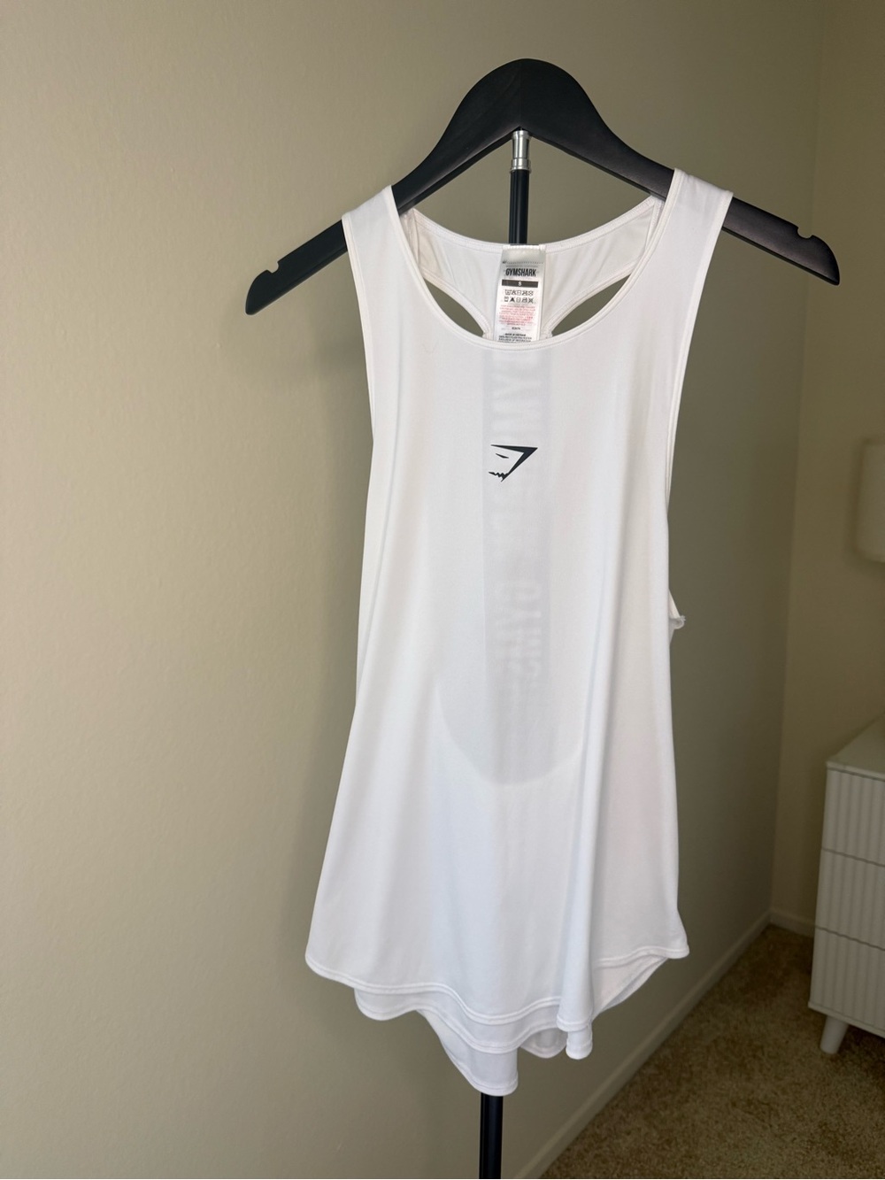 Gymshark White Open Back Racerback Tank Top Size S